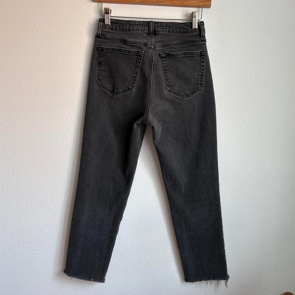 Carly Jean Los Angeles "Josie" Charcoal Raw Hem Cropped High Rise Jeans